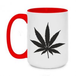 Чашка двухцветная 420ml Листик марихуаны - PrintSalon
