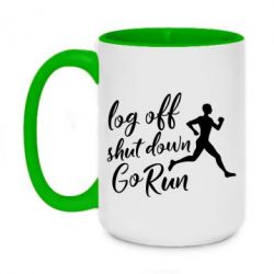 Чашка двухцветная 420ml Log off shut down go run - PrintSalon