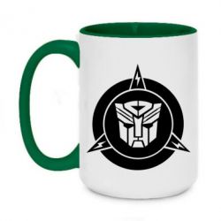 Чашка двухцветная 420ml Логотип Трансформеры - PrintSalon