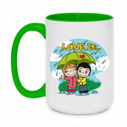 Чашка двухцветная 420ml Love is ... in the rain - PrintSalon