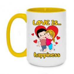 Чашка двухцветная 420ml Love is...happyness - PrintSalon