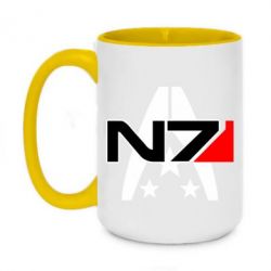 Чашка двухцветная 420ml Mass Effect logo N7 - PrintSalon