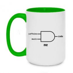 Чашка двокольорова велика Me - caffeine, musik - PrintSalon