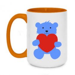 Чашка двухцветная 420ml Мишка с сердечком - PrintSalon