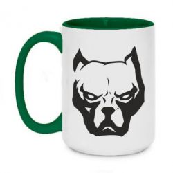 Чашка двокольорова велика Морда пітбуля - PrintSalon