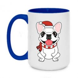 Чашка двокольорова велика New Year's French Bulldog - PrintSalon