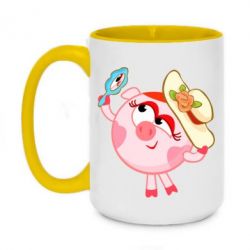 Чашка двухцветная 420ml Нюша в шляпке - PrintSalon