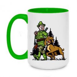 Чашка двухцветная 420ml Охотник с собакой - PrintSalon