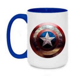 Чашка двухцветная 420ml Потрескавшийся щит Капитана Америка-PrintSalon Чашка двухцветная 420ml Потрескавшийся щит Капитана Америка