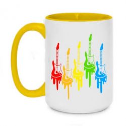 Чашка двухцветная 420ml Разноцветные гитары - PrintSalon