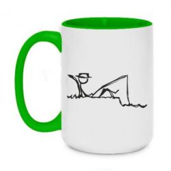 Чашка двокольорова велика Рисунок Рыбалка - PrintSalon