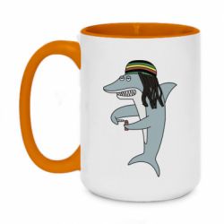 Чашка двухцветная 420ml Shark Rastaman - PrintSalon