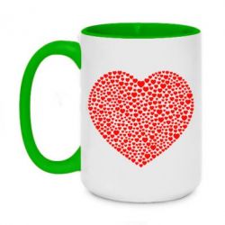 Чашка двухцветная 420ml Тысяча сердец - PrintSalon