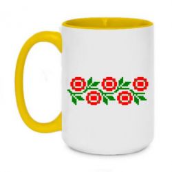 Чашка двокольорова велика Українська вишивка - PrintSalon
