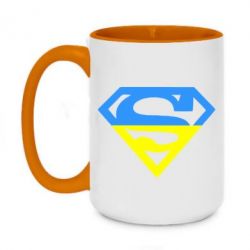 Чашка двухцветная 420ml Український Superman - PrintSalon