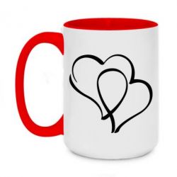 Чашка двухцветная 420ml Влюбленные сердца - PrintSalon