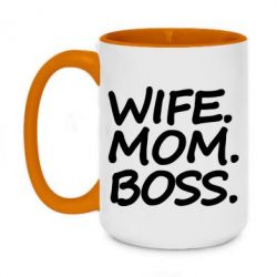 Чашка двухцветная 420ml Wife mom boss - PrintSalon