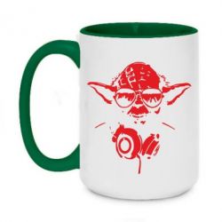Чашка двухцветная 420ml Yoda в наушниках - PrintSalon