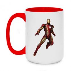 Чашка двухцветная 420ml Железный Человек в воздухе - PrintSalon