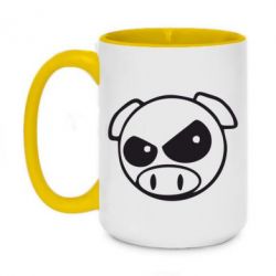 Чашка двухцветная 420ml Злая свинка - PrintSalon