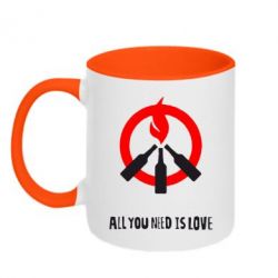 Чашка двухцветная 320ml All you need is love (Коктейль Молотова) - PrintSalon
