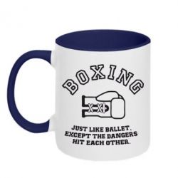 Чашка двухцветная 320ml Boxing just like ballet - PrintSalon