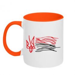 Чашка двухцветная 320ml Детский рисунок флаг Украины - PrintSalon