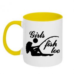 Чашка двокольорова Дівчата теж рибалять