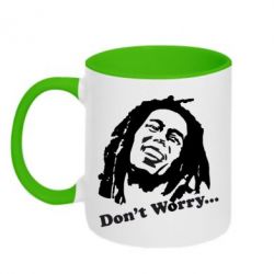 Чашка двокольорова don't Worry (Bob Marley)-PrintSalon Чашка двокольорова don't Worry (Bob Marley)