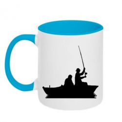Чашка двокольорова Два рыбака на лодке