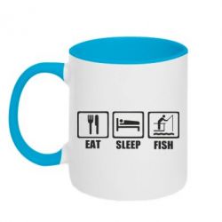 Чашка двокольорова Eat, sleep, fish