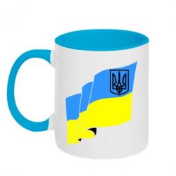 Чашка двухцветная 320ml Флаг Украины с Гербом - PrintSalon