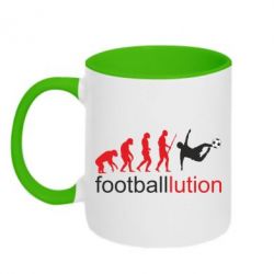 Чашка двухцветная 320ml Футбол. Эволюция - PrintSalon