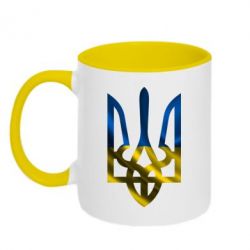 Чашка двокольорова Герб на фоні прапора - PrintSalon