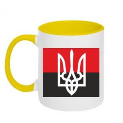 Чашка двухцветная 320ml Герб на прапорі - PrintSalon
