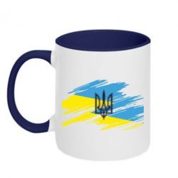 Чашка двокольорова Герб на прапорі надає рваній - PrintSalon