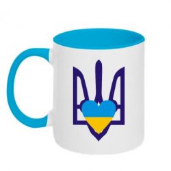 Чашка двухцветная 320ml Герб з серцем - PrintSalon