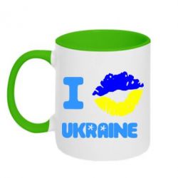 Чашка двухцветная 320ml I kiss Ukraine - PrintSalon