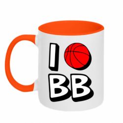 Чашка двухцветная 320ml I love basketball - PrintSalon