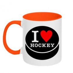 Чашка двухцветная 320ml I love hockey - PrintSalon