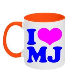 Чашка двухцветная 320ml I love MJ - PrintSalon