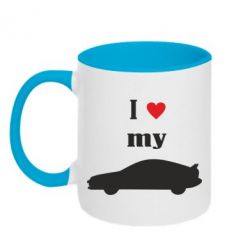 Чашка двухцветная 320ml I love my car - PrintSalon