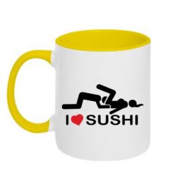 Чашка двокольорова I love sushi-PrintSalon Чашка двокольорова I love sushi