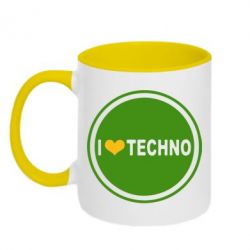Чашка двокольорова I love techno music - PrintSalon