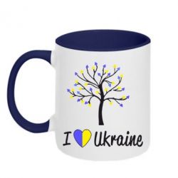 Чашка двухцветная 320ml I love Ukraine дерево - PrintSalon