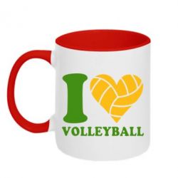 Чашка двухцветная 320ml I love volleyball - PrintSalon
