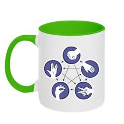 Чашка двокольорова Камінь, ножиці, папір, ящірка, спок - PrintSalon