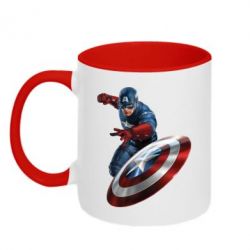 Чашка двухцветная 320ml Капитан Америка - PrintSalon