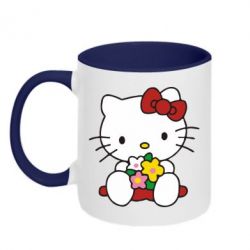 Чашка двокольорова Kitty з букетиком