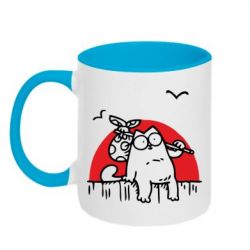 Чашка двокольорова Кот Саймона на фоне заката